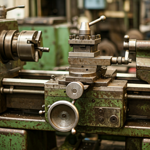 Industrial lathe showing years of honest wear